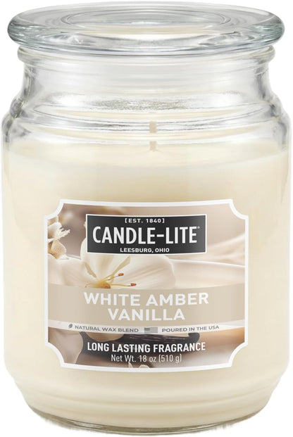 Candle-lite Scented Candles, Saltwater Lotus Fragrance, One 18 oz. Single-Wick Aromatherapy Candle with 110 Hours of Burn Time, White Color