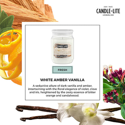 Candle-lite Scented Candles, Saltwater Lotus Fragrance, One 18 oz. Single-Wick Aromatherapy Candle with 110 Hours of Burn Time, White Color