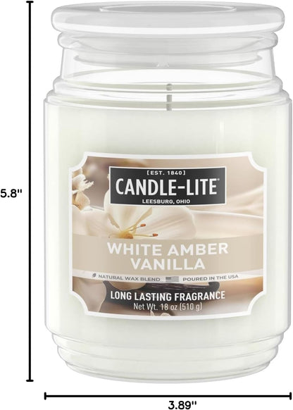 Candle-lite Scented Candles, Saltwater Lotus Fragrance, One 18 oz. Single-Wick Aromatherapy Candle with 110 Hours of Burn Time, White Color