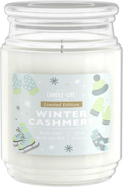 Candle-lite Scented Candles, Saltwater Lotus Fragrance, One 18 oz. Single-Wick Aromatherapy Candle with 110 Hours of Burn Time, White Color