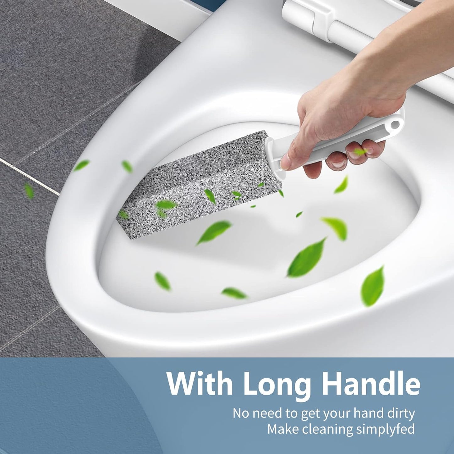 Pumice Stone Toilet Bowl Cleaner, Hard Water Stain Remover | 2Pack, with Long Handle,Removes Rings,Rust/Lime,Safe for Porcelain, For Toilet Brush/BBQ Grills/Sink/Pool/Bathroom.