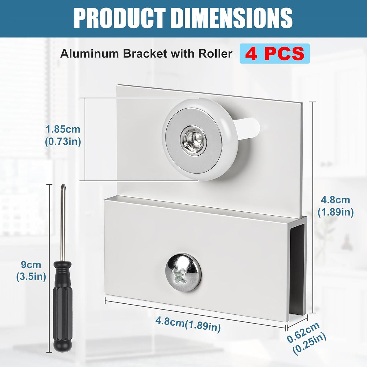 Shower Door Rollers,M 6054 Sliding Glass Door Rollers – Frameless Shower Doors Top Bracket Roller Assembly with 3/4” Shower Door Wheels, Ball Bearings, Chrome Aluminum for Sliding Glass Door