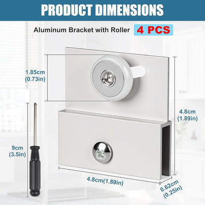 Shower Door Rollers,M 6054 Sliding Glass Door Rollers – Frameless Shower Doors Top Bracket Roller Assembly with 3/4” Shower Door Wheels, Ball Bearings, Chrome Aluminum for Sliding Glass Door