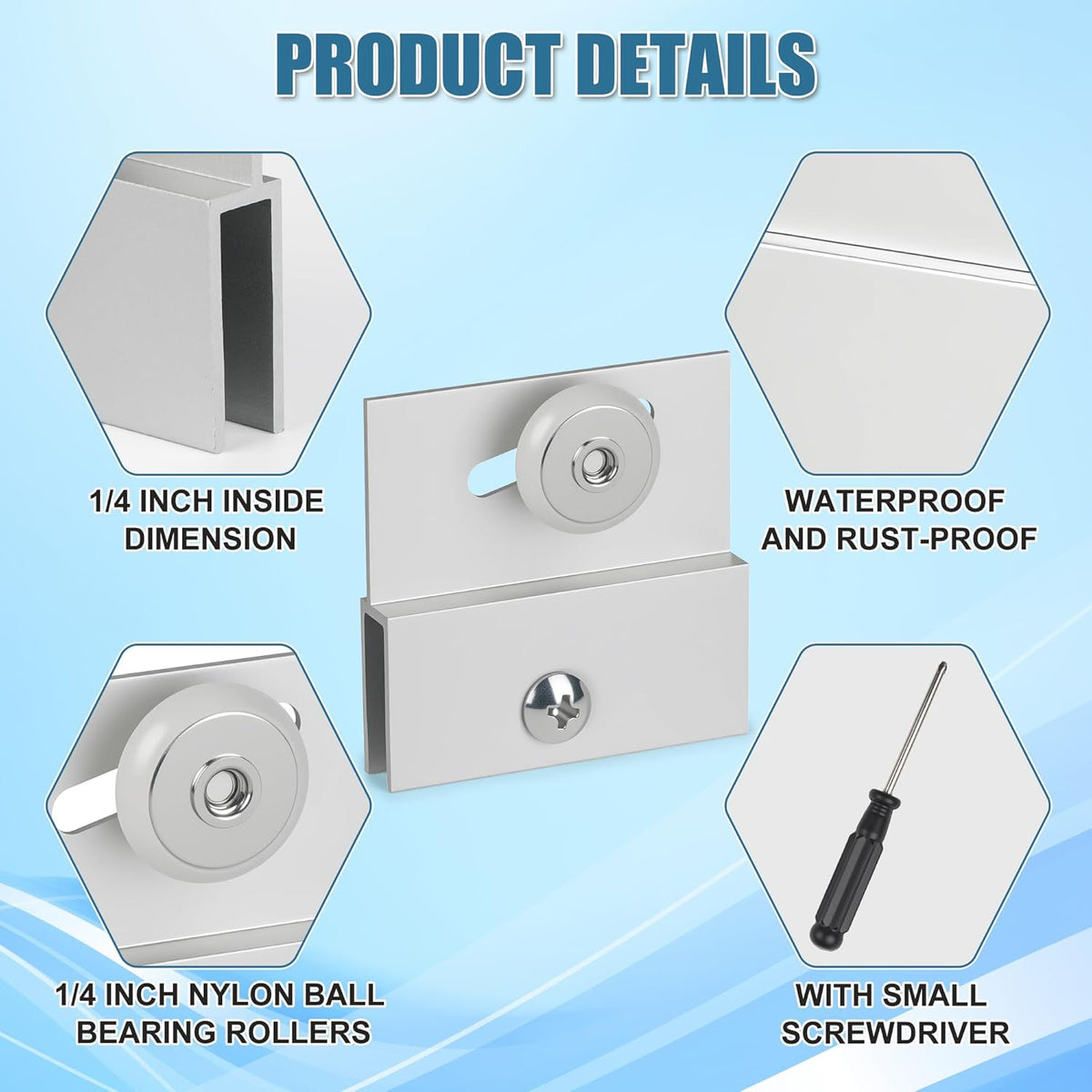 Shower Door Rollers,M 6054 Sliding Glass Door Rollers – Frameless Shower Doors Top Bracket Roller Assembly with 3/4” Shower Door Wheels, Ball Bearings, Chrome Aluminum for Sliding Glass Door