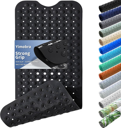 Non Slip Bathtub Mat 40x16, Extra Long Bath Mat for Tub, Clear Grey