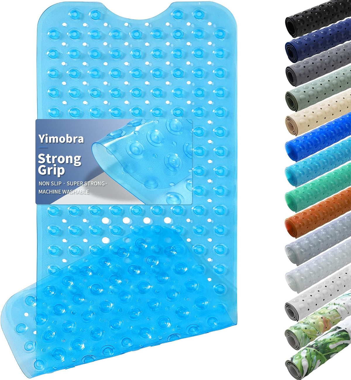 Non Slip Bathtub Mat 40x16, Extra Long Bath Mat for Tub, Clear Grey