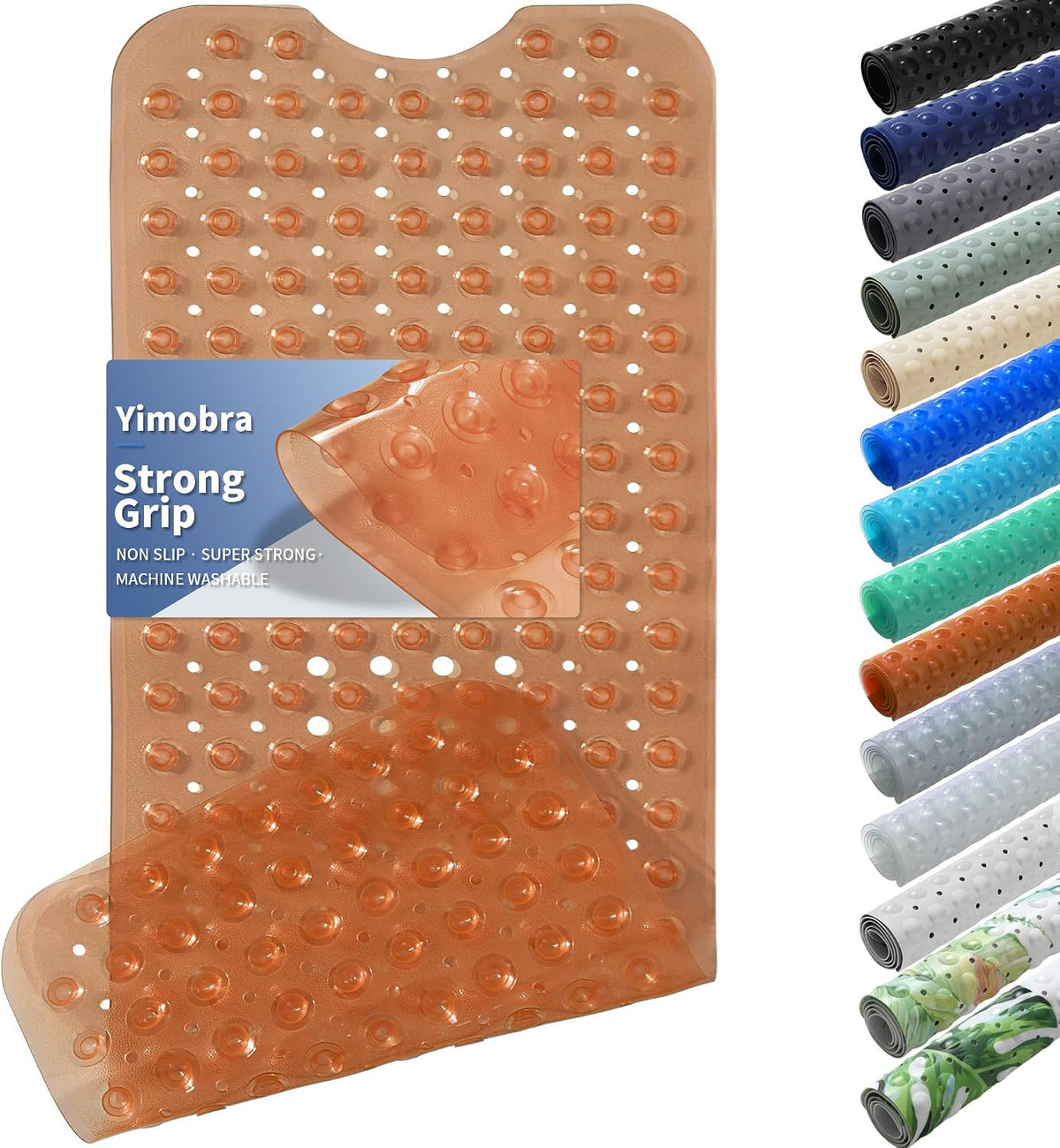 Non Slip Bathtub Mat 40x16, Extra Long Bath Mat for Tub, Clear Grey