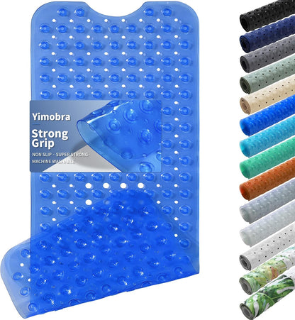 Non Slip Bathtub Mat 40x16, Extra Long Bath Mat for Tub, Clear Grey