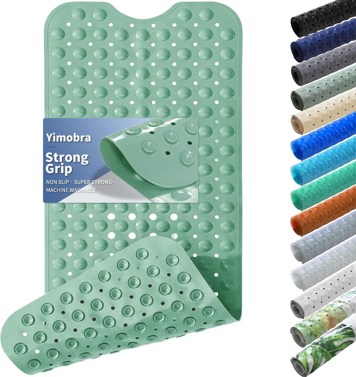 Non Slip Bathtub Mat 40x16, Extra Long Bath Mat for Tub, Clear Grey