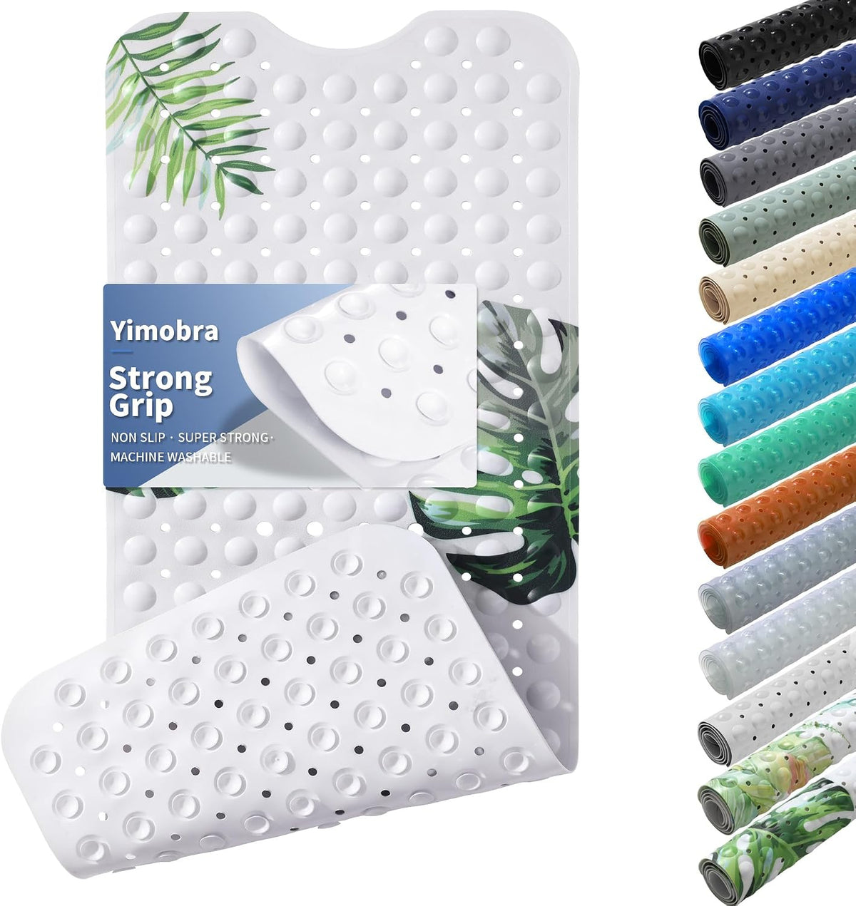 Non Slip Bathtub Mat 40x16, Extra Long Bath Mat for Tub, Clear Grey