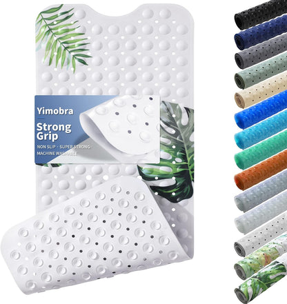Non Slip Bathtub Mat 40x16, Extra Long Bath Mat for Tub, Clear Grey