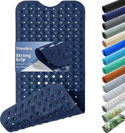 Non Slip Bathtub Mat 40x16, Extra Long Bath Mat for Tub, Clear Grey