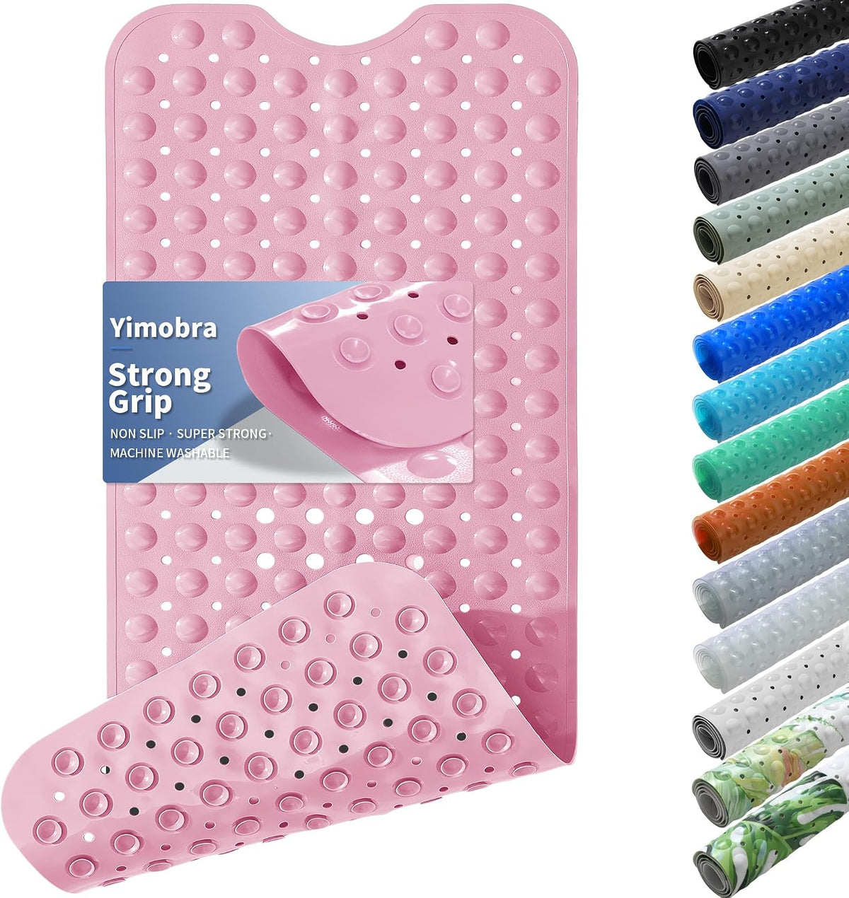 Non Slip Bathtub Mat 40x16, Extra Long Bath Mat for Tub, Clear Grey