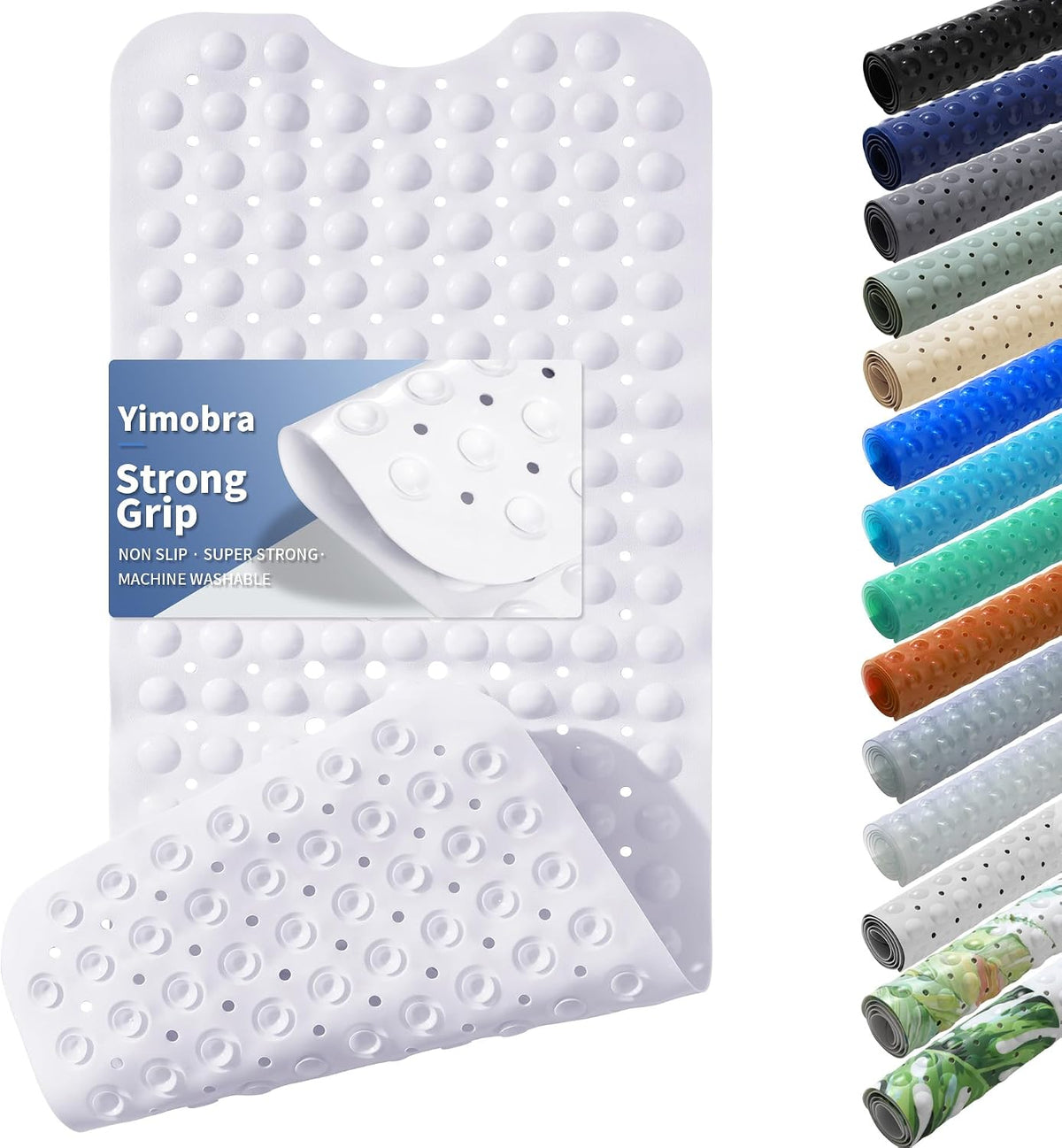 Non Slip Bathtub Mat 40x16, Extra Long Bath Mat for Tub, Clear Grey