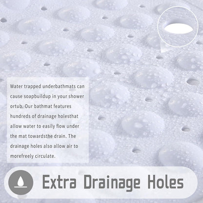 Non Slip Bathtub Mat 40x16, Extra Long Bath Mat for Tub, Clear Grey