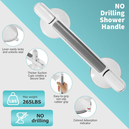 2-Pack Heavy Duty Suction Grab Bars for Shower, 12-Inch, White