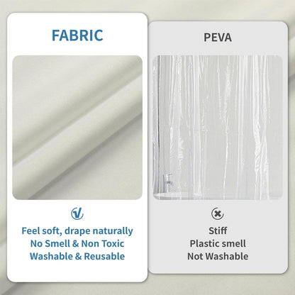 1 Pack Water-Repellent Fabric Shower Curtain Liner, 72x72 White
