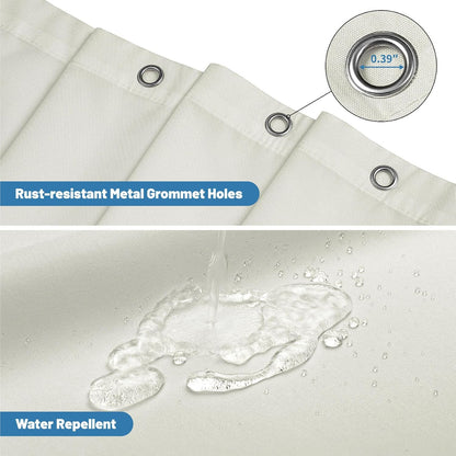 1 Pack Water-Repellent Fabric Shower Curtain Liner, 72x72 White
