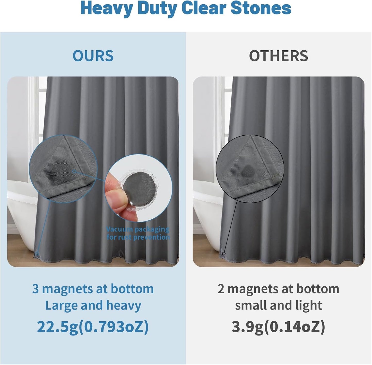 1 Pack Water-Repellent Fabric Shower Curtain Liner, 72x72 White