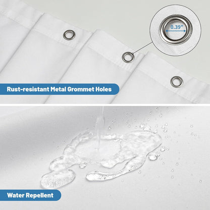 1 Pack Water-Repellent Fabric Shower Curtain Liner, 72x72 White