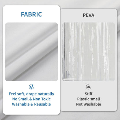 1 Pack Water-Repellent Fabric Shower Curtain Liner, 72x72 White