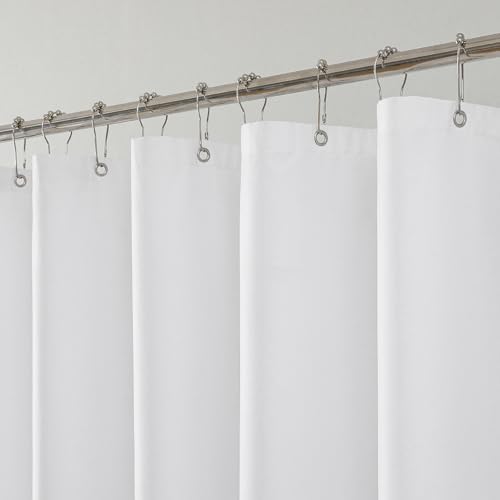 1 Pack Water-Repellent Fabric Shower Curtain Liner, 72x72 White
