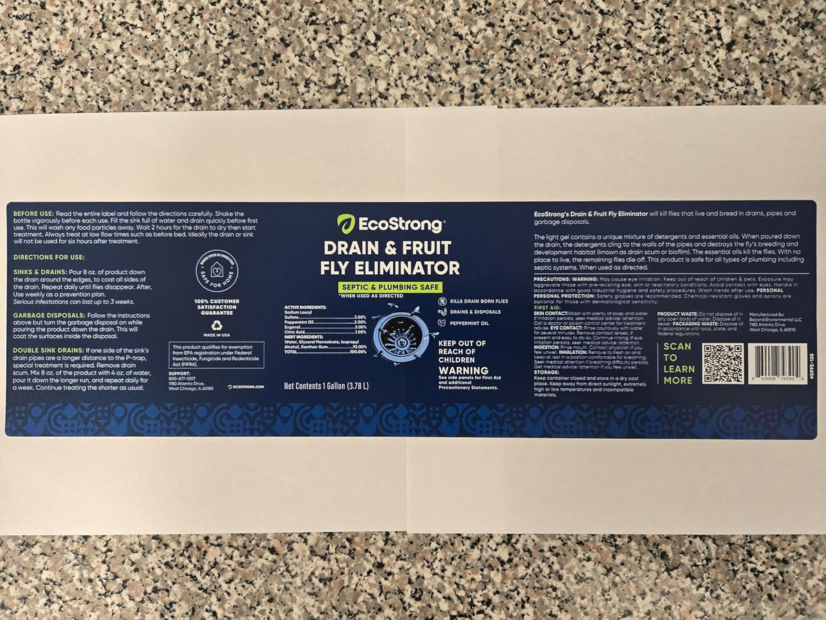 Fruit Fly Drain Treatment | Drain Fly Eliminator | Eliminates Gnats, Sewer Flies and More - Works in All Drains - 32 Fl Oz