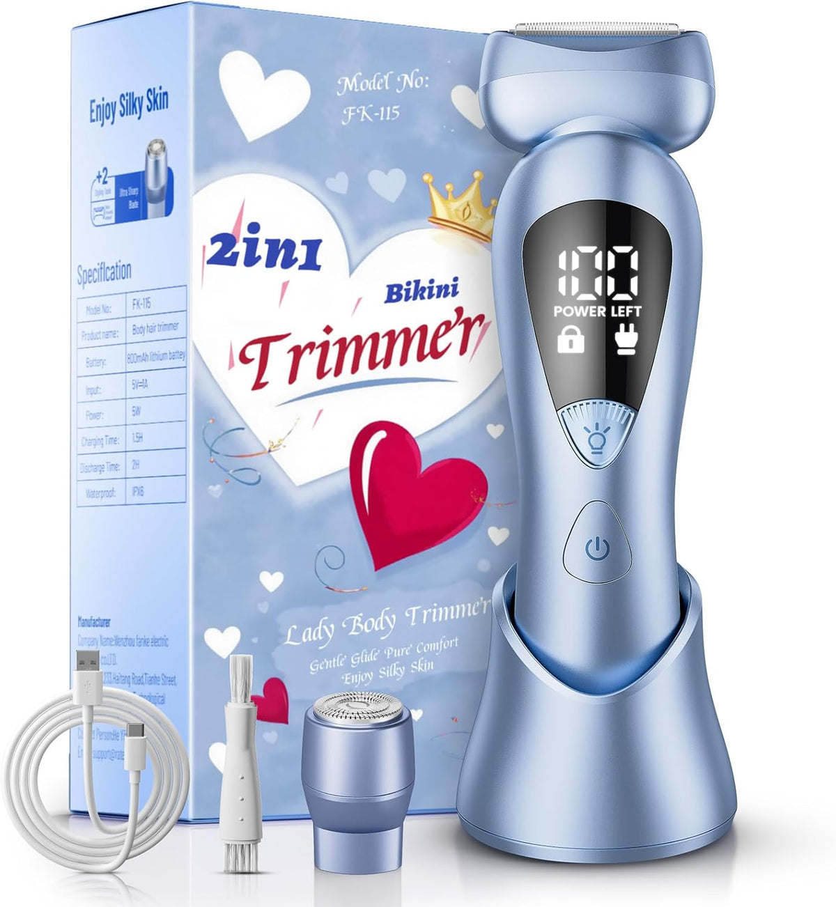 Cordless Electric Razor for Women: IPX7 & LED Display | 3-in-1 for Face/Underarm/Leg - Rechargeable & Painless Bikini Trimmer - Waterproof & Lightweight Travel Design