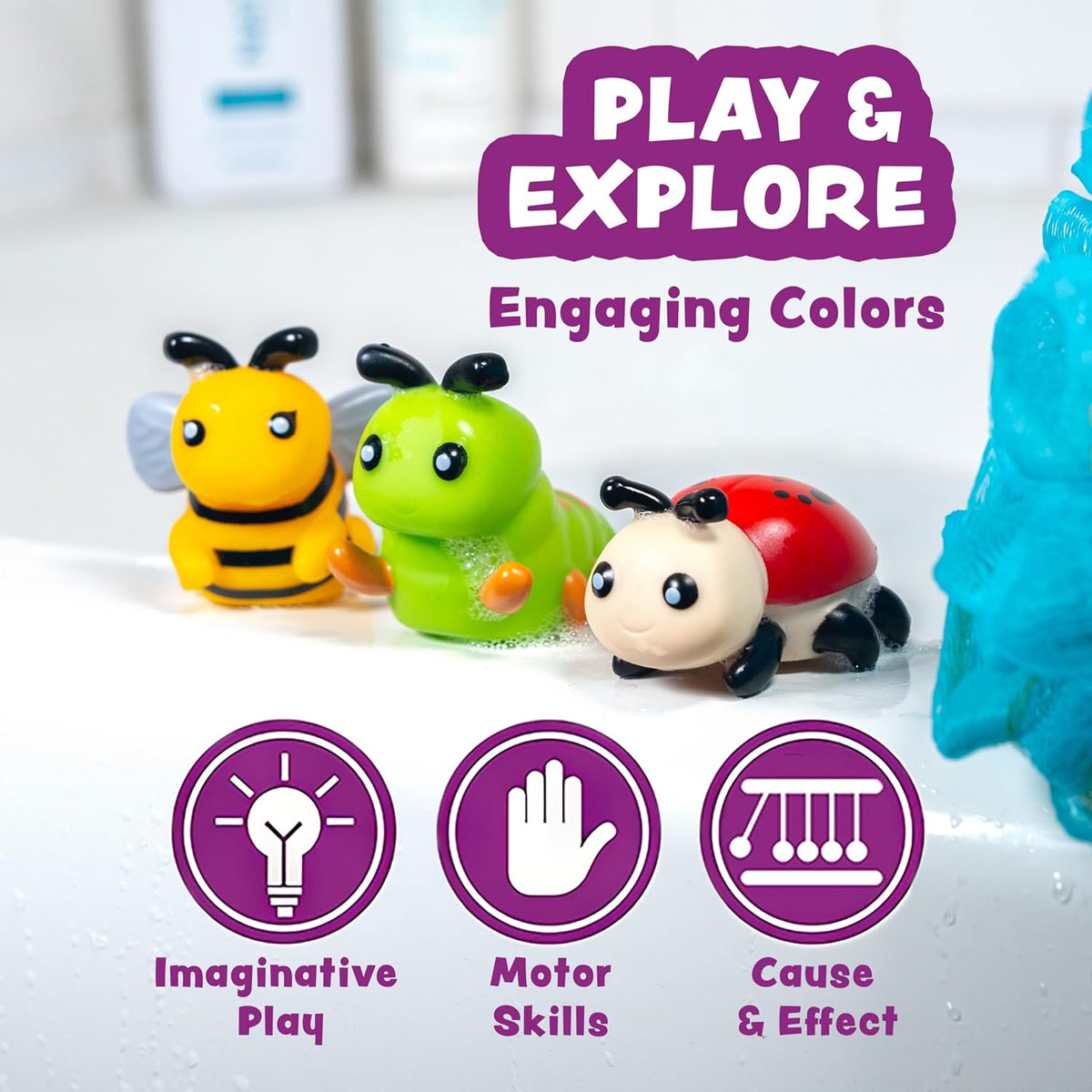 ® Ocean Rescue™ Vehicles Light Up Bath Toys, 6 Pack | Water-Activated Light Up Toys Flash & Change Color | Easy-Grip Baby & Toddler Bath Toys | Sensory Toys with Bath Lights for Kids Bath