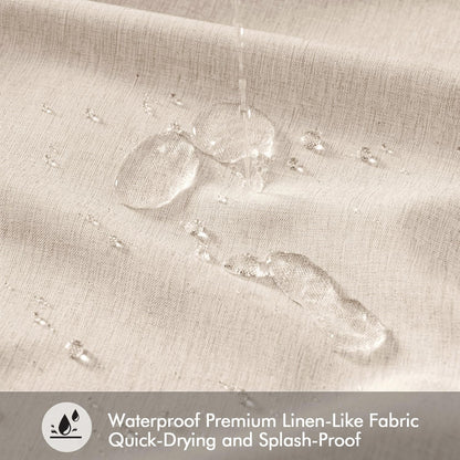 Cream Beige Linen Textured Fabric Shower Curtain Set - W72xL72