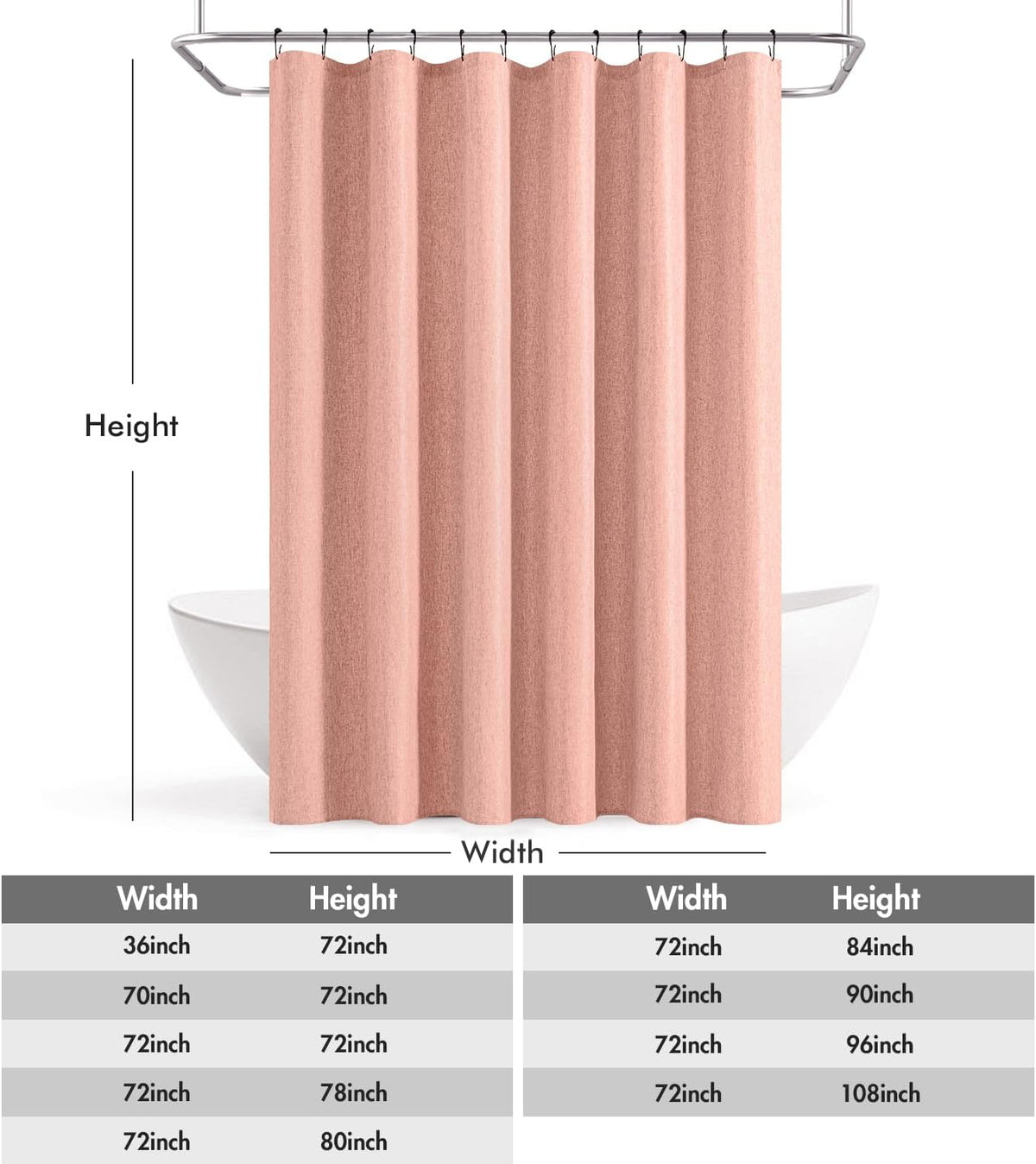 Cream Beige Linen Textured Fabric Shower Curtain Set - W72xL72