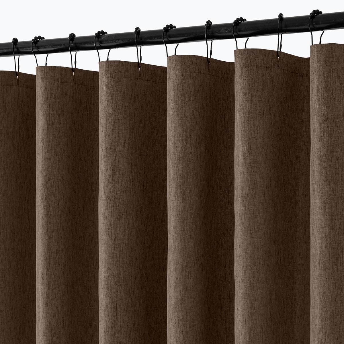 Cream Beige Linen Textured Fabric Shower Curtain Set - W72xL72