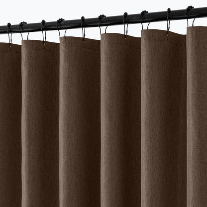 Cream Beige Linen Textured Fabric Shower Curtain Set - W72xL72