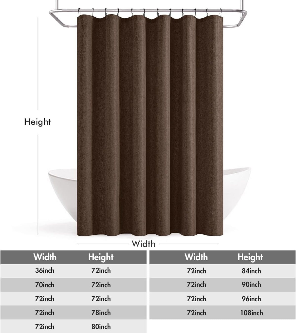 Cream Beige Linen Textured Fabric Shower Curtain Set - W72xL72