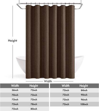 Cream Beige Linen Textured Fabric Shower Curtain Set - W72xL72