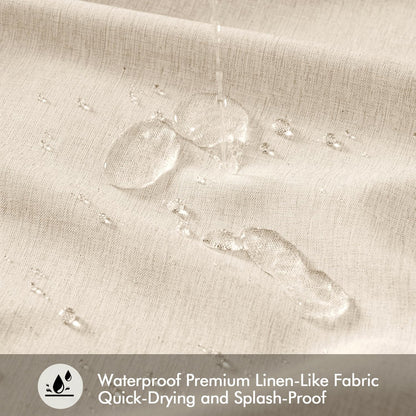 Cream Beige Linen Textured Fabric Shower Curtain Set - W72xL72