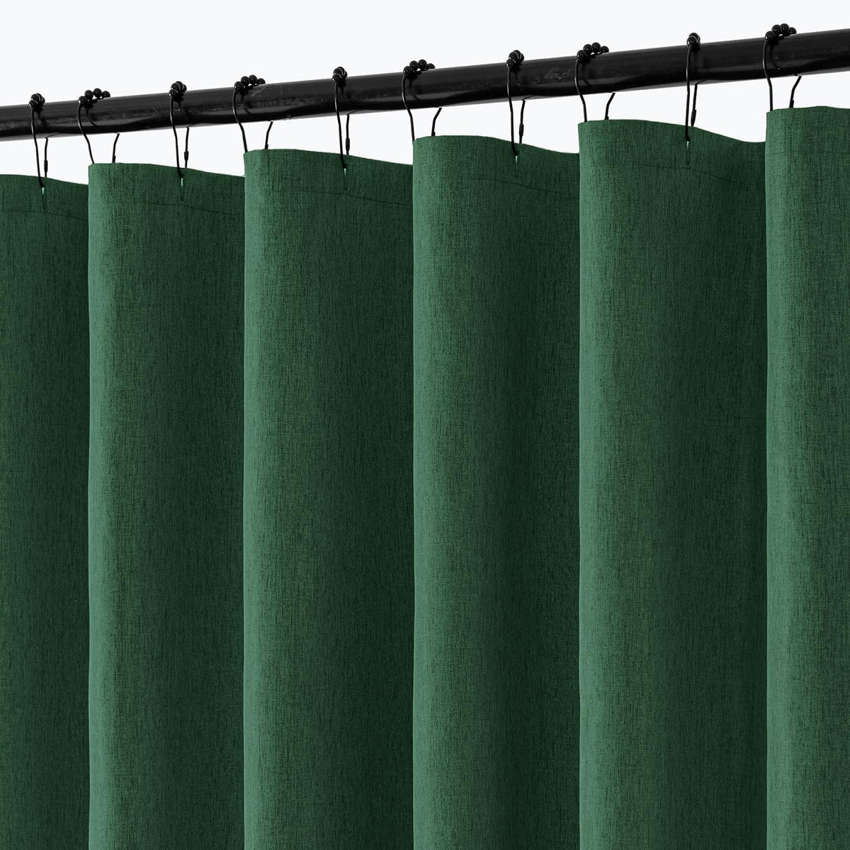 Cream Beige Linen Textured Fabric Shower Curtain Set - W72xL72