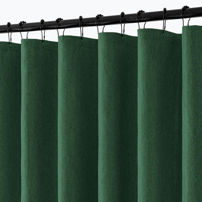 Cream Beige Linen Textured Fabric Shower Curtain Set - W72xL72