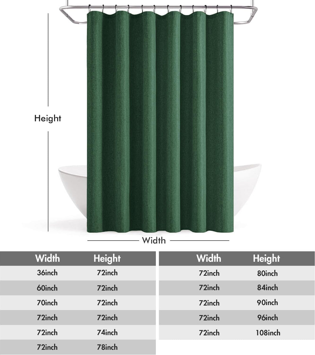 Cream Beige Linen Textured Fabric Shower Curtain Set - W72xL72