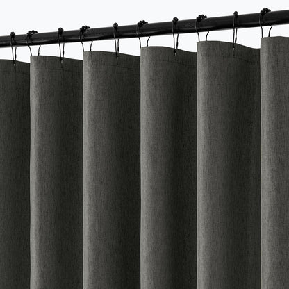 Cream Beige Linen Textured Fabric Shower Curtain Set - W72xL72