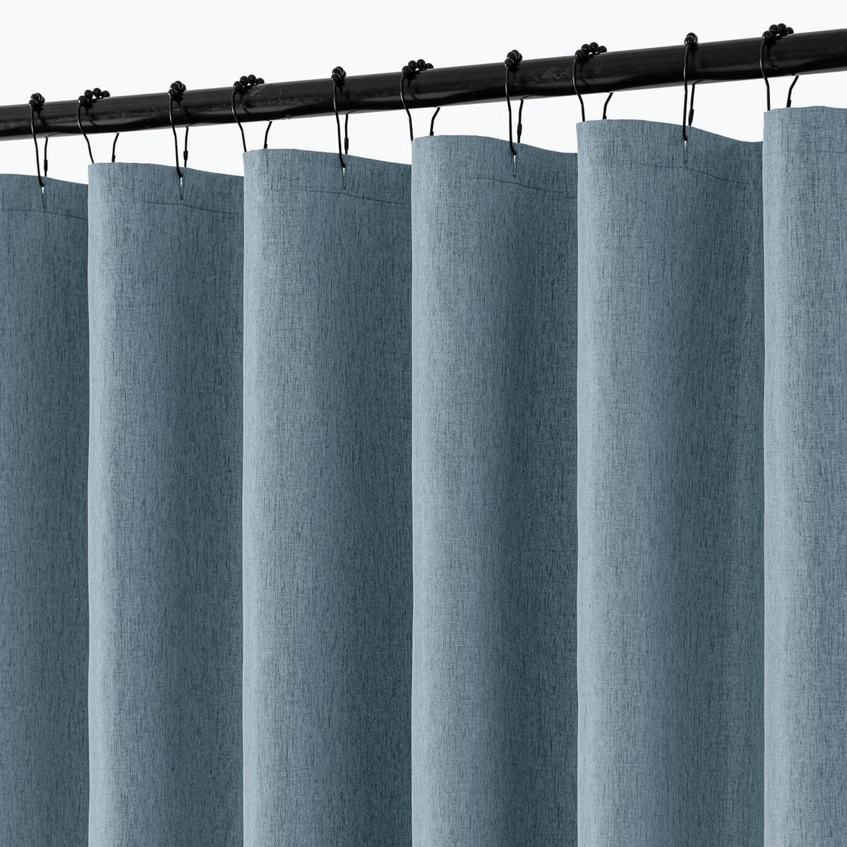 Cream Beige Linen Textured Fabric Shower Curtain Set - W72xL72