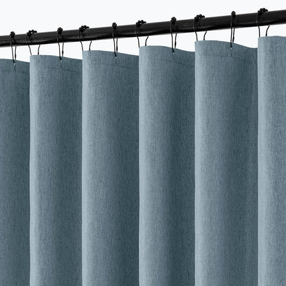 Cream Beige Linen Textured Fabric Shower Curtain Set - W72xL72