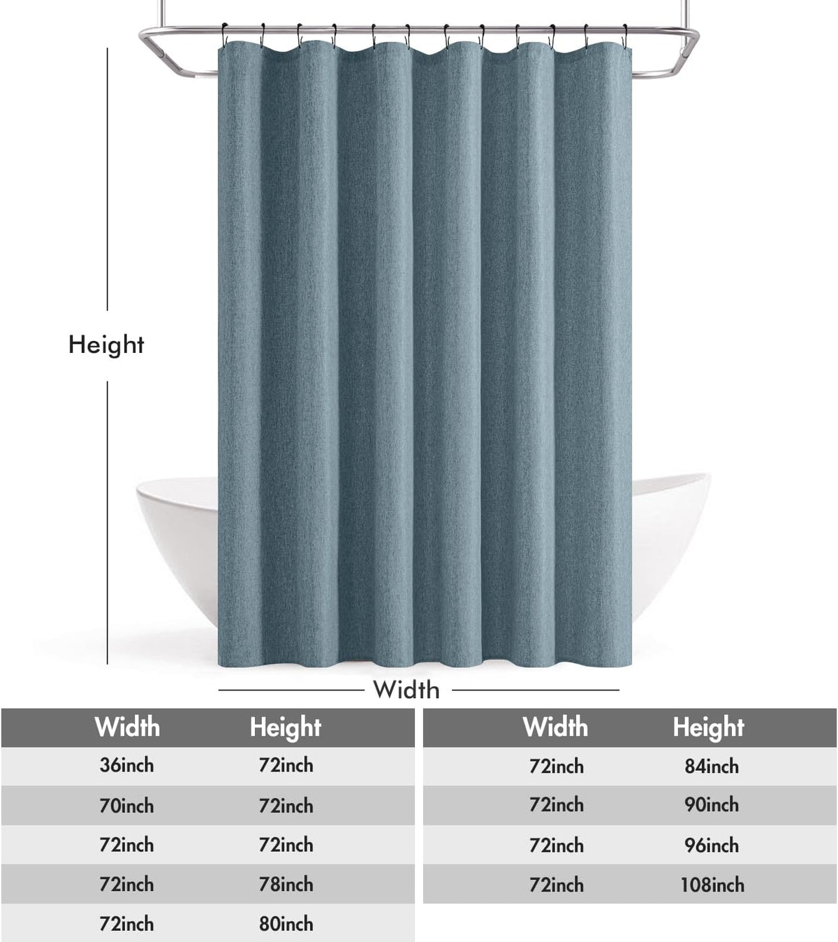 Cream Beige Linen Textured Fabric Shower Curtain Set - W72xL72