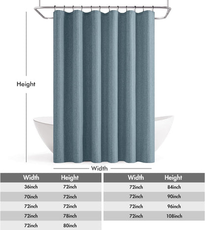 Cream Beige Linen Textured Fabric Shower Curtain Set - W72xL72