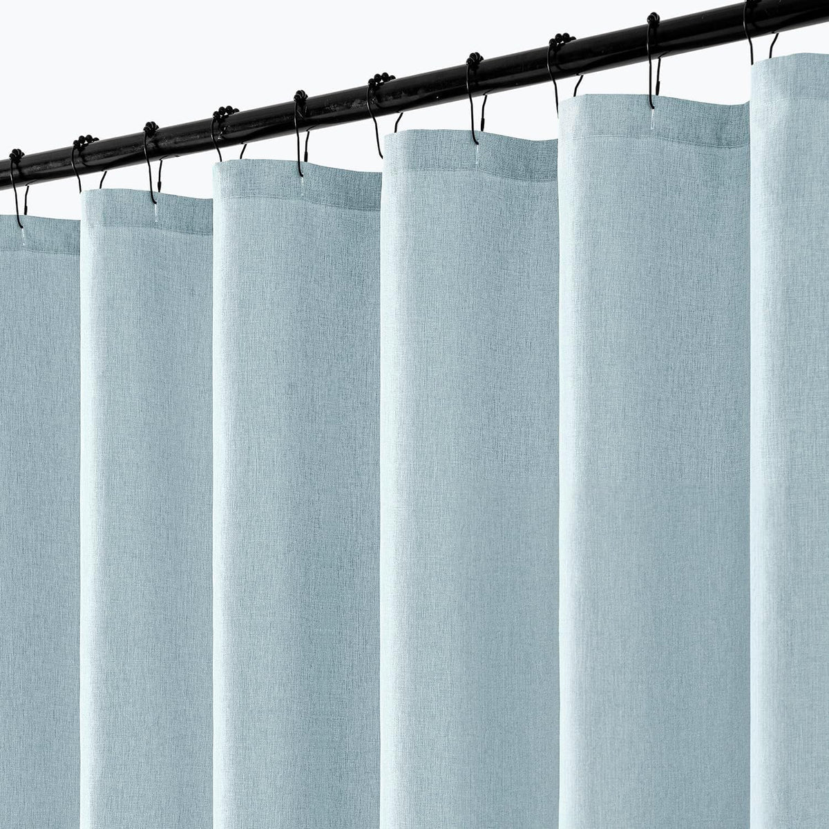 Cream Beige Linen Textured Fabric Shower Curtain Set - W72xL72