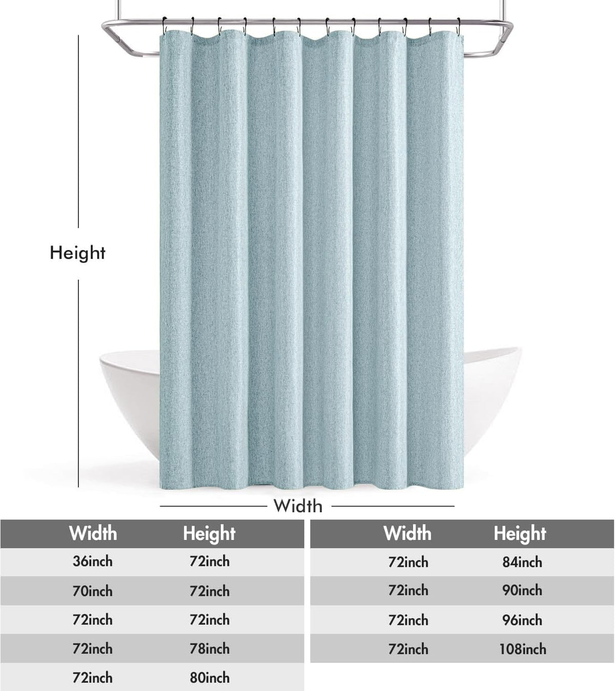 Cream Beige Linen Textured Fabric Shower Curtain Set - W72xL72
