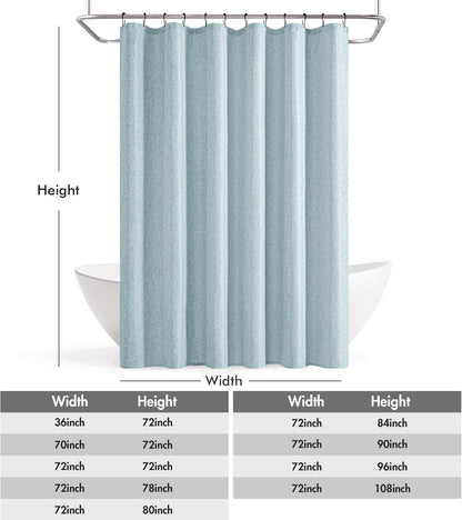 Cream Beige Linen Textured Fabric Shower Curtain Set - W72xL72