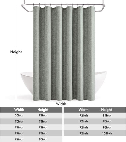Cream Beige Linen Textured Fabric Shower Curtain Set - W72xL72