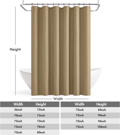 Cream Beige Linen Textured Fabric Shower Curtain Set - W72xL72