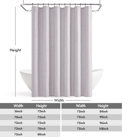 Cream Beige Linen Textured Fabric Shower Curtain Set - W72xL72